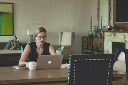 woman working from home on a laptop 