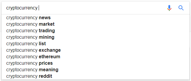 google autocomplete search results for cryptocurrency