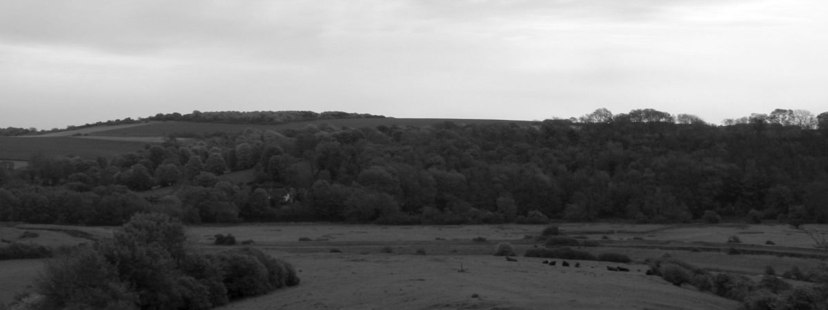 black and white photo of sussex countryside